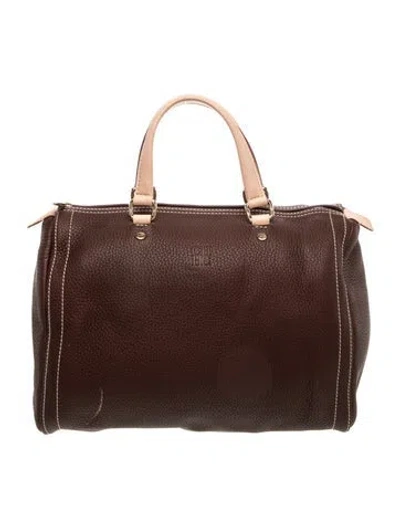 Pre-owned Ch Carolina Herrera Leather Top Handle Bag In Brown