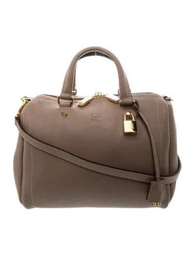 Pre-owned Ch Carolina Herrera Leather Top Handle Bag In Brown