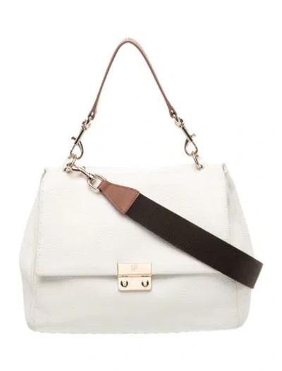 Pre-owned Ch Carolina Herrera Leather Top Handle Bag In Neutrals