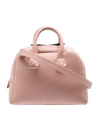 Pre-owned Ch Carolina Herrera Leather Top Handle Bag In Pink