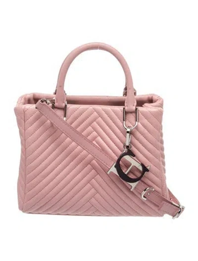 Pre-owned Ch Carolina Herrera Leather Top Handle Bag In Pink