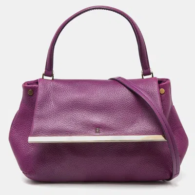 Ch Carolina Herrera Leather Top Handle Bag In Purple