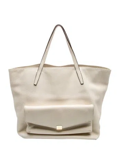 Pre-owned Ch Carolina Herrera Leather Tote In Neutral