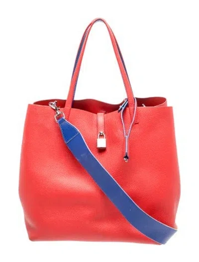 Pre-owned Ch Carolina Herrera Leather Tote In Red
