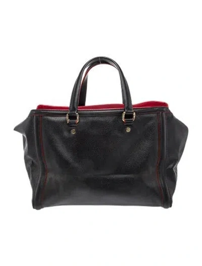Pre-owned Ch Carolina Herrera Leather Weekender Bag In Black
