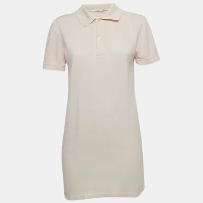 Ch Carolina Herrera Light Pink Cotton Mini Polo Dress In White