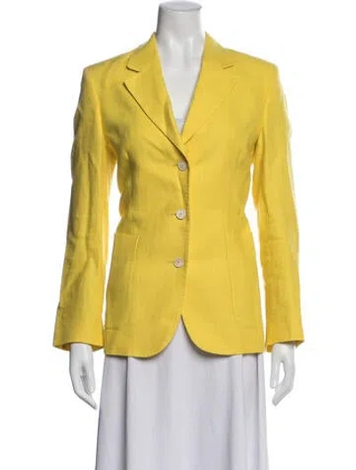 Pre-owned Ch Carolina Herrera Linen Blazer In Yellow