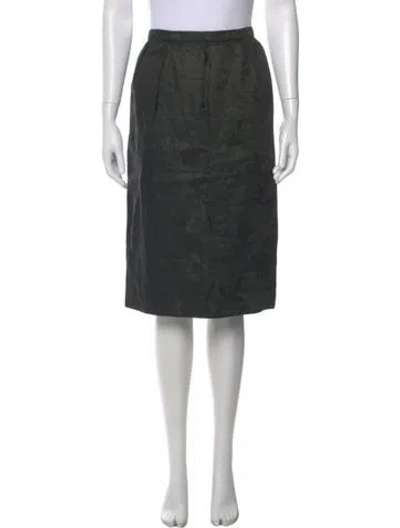 Pre-owned Ch Carolina Herrera Linen Midi Length Skirt In Gray