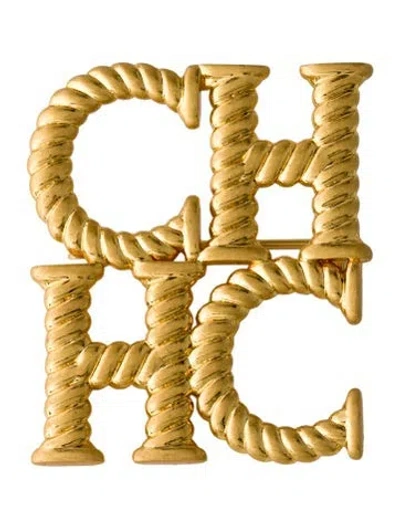 Pre-owned Ch Carolina Herrera Logo Brooch In Multi