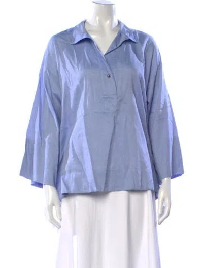 Pre-owned Ch Carolina Herrera Long Sleeve Blouse In Blue
