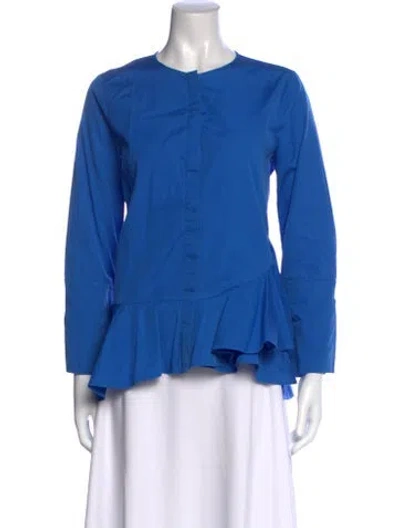 Pre-owned Ch Carolina Herrera Long Sleeve Blouse In Blue