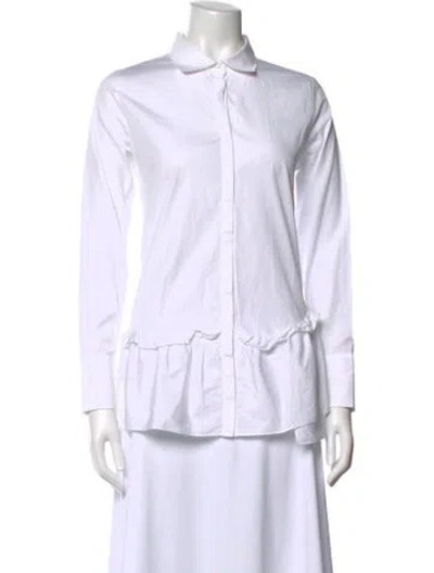 Pre-owned Ch Carolina Herrera Long Sleeve Blouse In White