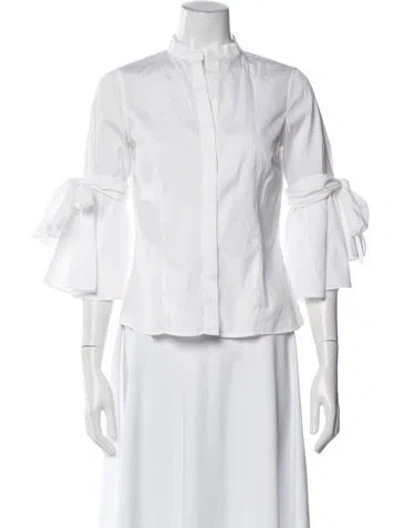 Pre-owned Ch Carolina Herrera Long Sleeve Blouse In White