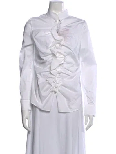 Pre-owned Ch Carolina Herrera Long Sleeve Blouse In White