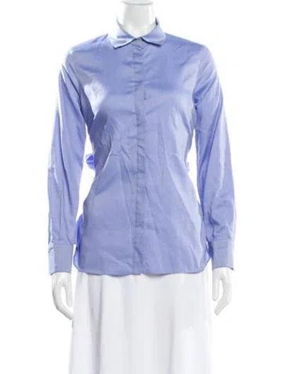 Pre-owned Ch Carolina Herrera Long Sleeve Button-up Top In Blue