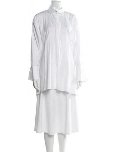 Pre-owned Ch Carolina Herrera Long Sleeve Button-up Top In White