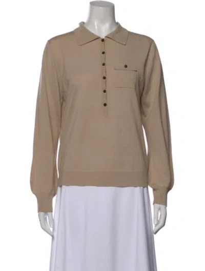 Pre-owned Ch Carolina Herrera Long Sleeve Polo In Neutral