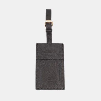 Pre-owned Ch Carolina Herrera Luggage Tag Brown Leather