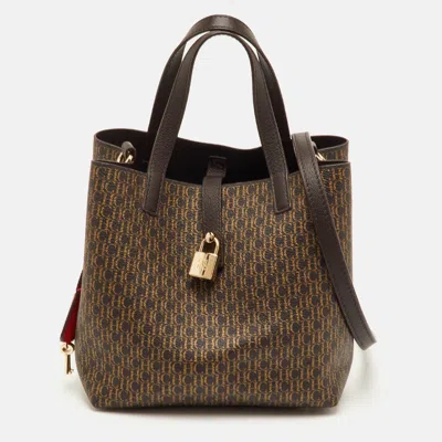 Ch Carolina Herrera Matryoshka Brown Coated Canvas And Leather Tote