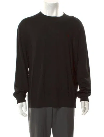 Pre-owned Ch Carolina Herrera Merino Wool Crew Neck Pullover In Black