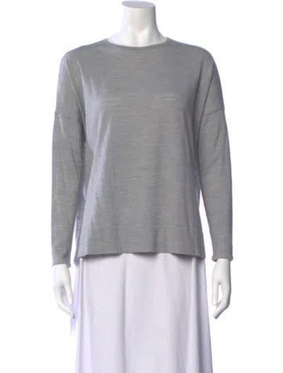 Pre-owned Ch Carolina Herrera Merino Wool Crew Neck Top In Grey