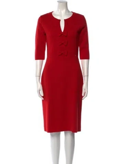 Pre-owned Ch Carolina Herrera Merino Wool Knee-length Dress In Red