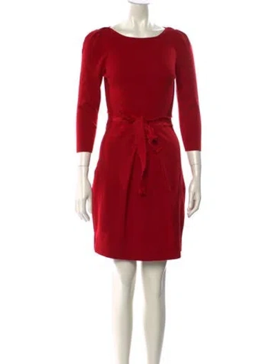 Pre-owned Ch Carolina Herrera Merino Wool Mini Dress In Burgundy