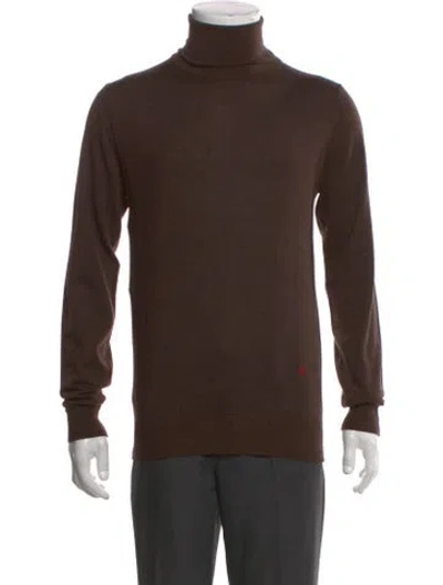 Pre-owned Ch Carolina Herrera Merino Wool Turtleneck Pullover In Brown