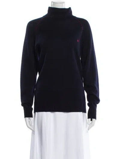 Pre-owned Ch Carolina Herrera Merino Wool Turtleneck Sweater In Blue