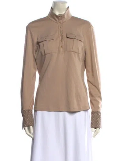Pre-owned Ch Carolina Herrera Mock Neck Long Sleeve Sweatshirt In Neutral
