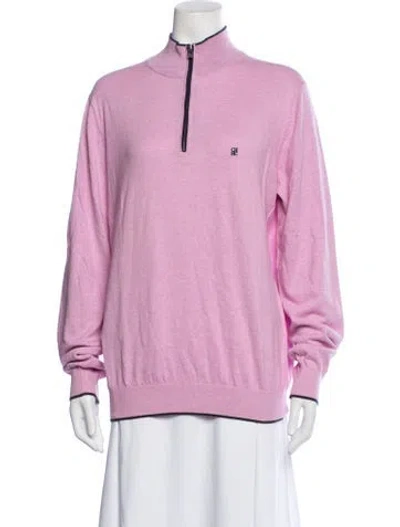 Pre-owned Ch Carolina Herrera Mock Neck Long Sleeve Top In Purple