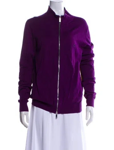 Pre-owned Ch Carolina Herrera Mock Neck Sweater In Purple