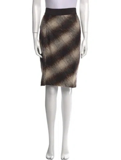 Pre-owned Ch Carolina Herrera Mohair Knee-length Skirt In Brown