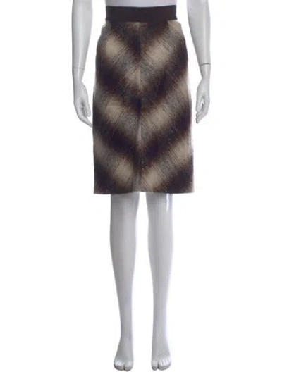 Pre-owned Ch Carolina Herrera Mohair Knee-length Skirt In Brown