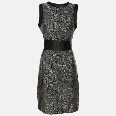 Ch Carolina Herrera Monochrome Jacquard Fabric Midi Sleeveless Dress In Black