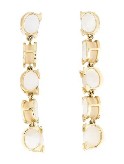 Pre-owned Ch Carolina Herrera Mother Of Pearl Multi-tier Drop Earrings In Multicolor