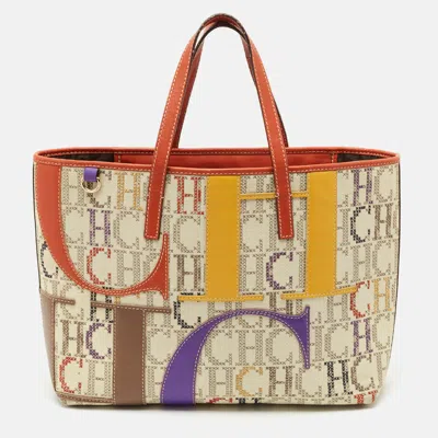 Pre-owned Ch Carolina Herrera Multicolor Monogram Canvas And Leather Shopper Tote