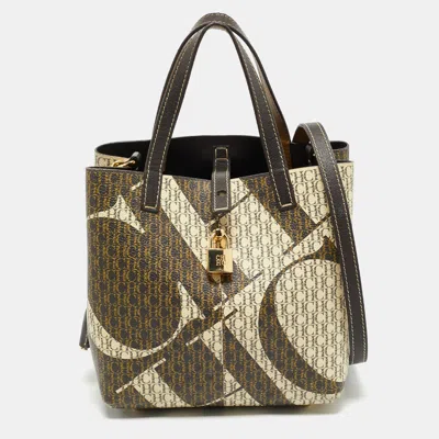 Pre-owned Ch Carolina Herrera Multicolor Monogram Coated Canvas And Leather Small Matryoshka Locked Tote