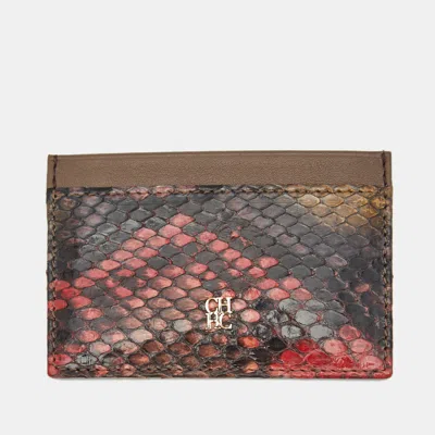 Pre-owned Ch Carolina Herrera Multicolor Python And Leather Card Holder