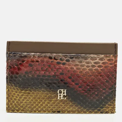 Pre-owned Ch Carolina Herrera Multicolor Python And Leather Card Holder
