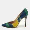 Ch Carolina Herrera Multicolor Woven Fabric Stripe Pointed Toe Pumps In Multi