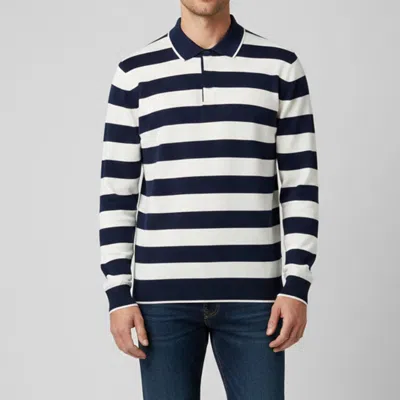 Pre-owned Ch Carolina Herrera Navy Blue & White Stripe Pique Cotton Polo T-shirt L