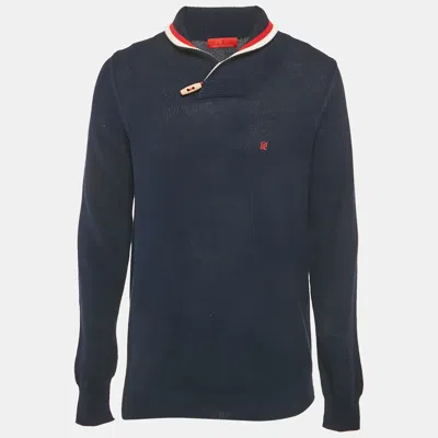 Pre-owned Ch Carolina Herrera Navy Blue Cotton Knit Pullover M