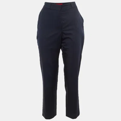 Pre-owned Ch Carolina Herrera Navy Blue Cotton Trousers S
