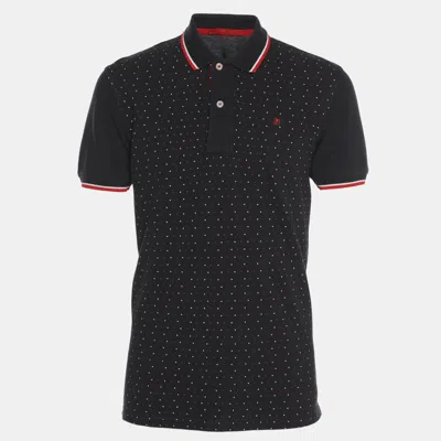 Pre-owned Ch Carolina Herrera Navy Blue Dotted Print Jersey Polo T-shirt M