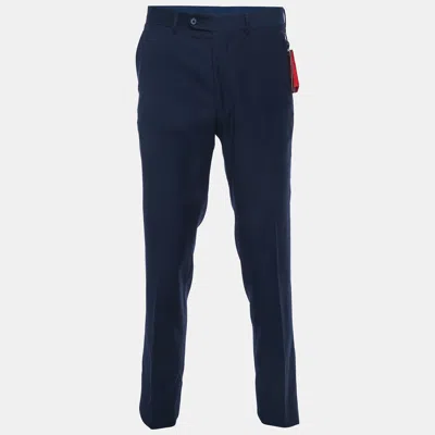 Pre-owned Ch Carolina Herrera Navy Blue Gabardine Regular Fit Pants S