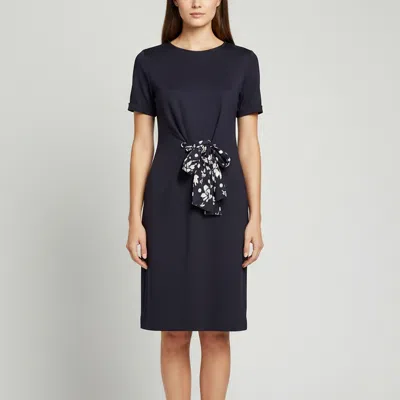 Pre-owned Ch Carolina Herrera Navy Blue Jersey Short Sleeves Mini Dress M