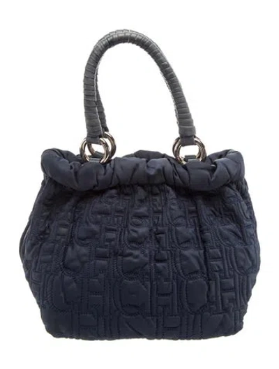Pre-owned Ch Carolina Herrera Nylon Shoulder Bag In Blue