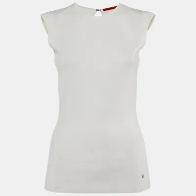 Pre-owned Ch Carolina Herrera Off White Knit Open Back Top Xs