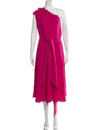 Pre-owned Ch Carolina Herrera One-shoulder Midi Length Dress W/ Tags In Red
